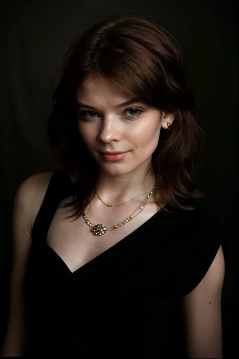 <lora:Renzi_v1.0:.9> Renzi
(female in a dark theme),Beauty photo, facing viewer,
with (
little black dress Brown ankle boots Statement layered necklaces
:1.2)
(long wavy hair:1.1) hairstyle, (head tilt,:1.2)
detailed hair strand, ear, detailed upper torso, detailed eyes, detailed pupils, detailed iris, detailed nose, detailed lips, ears, detailed sideburns, eye reflection, ray tracing, path tracing, reflection,
in style of
Richard Avedon Portrait Large-format camera, high-quality lenses Simple backgrounds,
<lora:epiC35mm:1> epiCPhoto, (plunging neckline:-1) dark shadowed background,