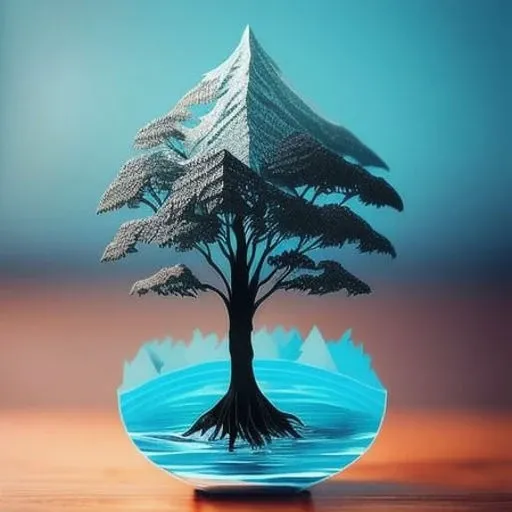 a (learned_embeds-step-2000:1.0), logo of tree, water