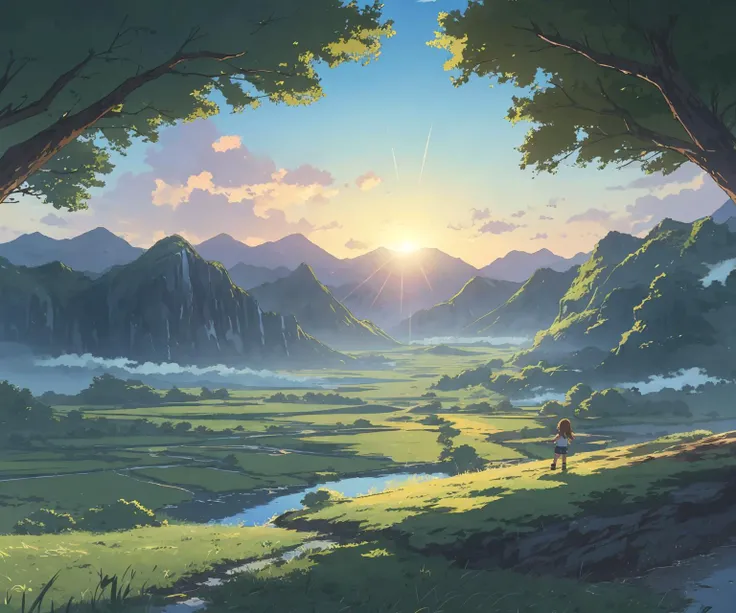 (best-quality:0.8), (best-quality:0.8), perfect anime illustration, peaceful landscape in the lost world