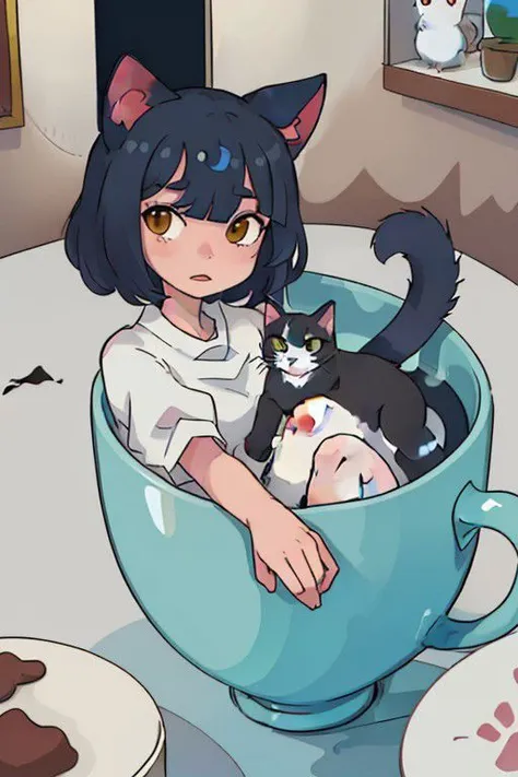 one thousand cats and one dog inside a cup