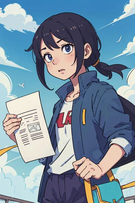 (best-quality:0.8), perfect anime illustration, holding paper, (hand)