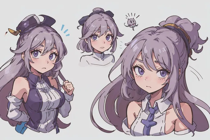 (best quality:0.8) perfect anime (character sheet:1.2) illustration, the crazy woman with the weird hat concept art