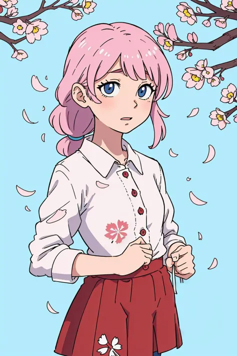 ealistic (best-quality:0.8), (best-quality:0.8), perfect anime illustration, (Cymraes:1.1) girl , , wearing cherry blossom print