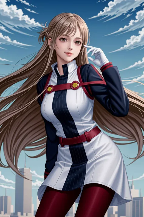 <lora:lcm_lora_sd15:1>,
(masterpiece,best quality,8k,beautiful and aesthetic:1.2),
solid-best-physical-appearance-perfect::2,
cosplay,Smile,HUGE BREASTS,floating hair,
<lora:(RRy^W)}PWfeYH.N}rZh<.asuna_(sao)_v1>,
ccasuna,brown eyes,bangs,brown hair,(long hair),
uniform,jacket,long sleeves,white gloves,belt,red pantyhose,
bent_over,leaning_forward,outdoors,sky,
<lora:[R]Xn}0{LORA.add_detail:0.3>,