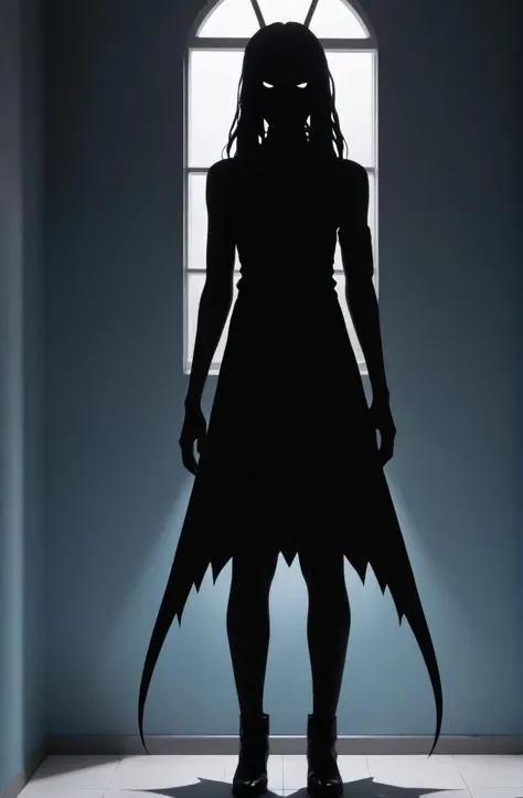 Horror-themed Flat papercut style 21 years old ukrainian young woman, horror, scary, dark, creepy, photorealistic, monster girl, eldritch abomination, hiding, . Silhouette, clean cuts, paper, sharp edges, minimalist, color block trending on artstation, trending on deviantart . Eerie, unsettling, dark, spooky, suspenseful, grim, highly detailed
