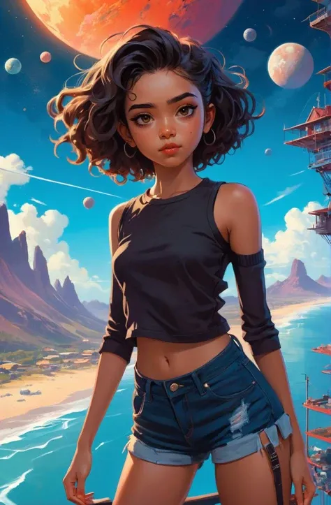 21 years old zephyr (East Timorese young woman), vibrant, epic background, sexy outfit, pure, wholesome, cute, Minor Planet, skybox, fragrance, ilya kuvshinov, guadosalam, Tim Okamura, Akihiko Yoshida, louis wain, simon stalenhag, wlop, noah bradley, furaffinity, artstation hd, trending on deviantart