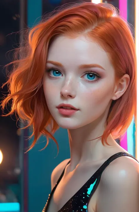 telegenic 20 years old young woman, by Posuka Demizu and Peter Wileman, sparkling eyes, blush, redhead,