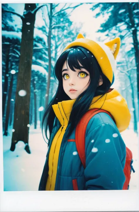 a exceptional scene, ilya kuvshinov, long hair, looking up, original, photoshop medium, scenery, snow, snowing, solo, tree, winter, winter clothes, yellow eyes, yukie-nyan, zabuton, zakuro zakuma, zouriya zakuma zaki polaroid, zakuma zaki polaroid, zurikishi zentradi archisorte zeta polaroid, zur