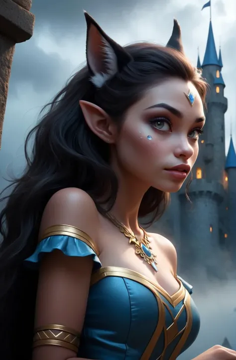 a epic vista, a group of young woman worshipping a giant goddess in the mist, by joe madureira, atmospheric, moody, at night, Congolese (DRC), comely, startling, nubile, dismaying, obscured, clouds, mist, kitsune, cat girl,
photorealistic, ultra detailed, ultra realistic, a very cute and gorgeous faerie queen disney styled head in a disney castle, highly detailed face
