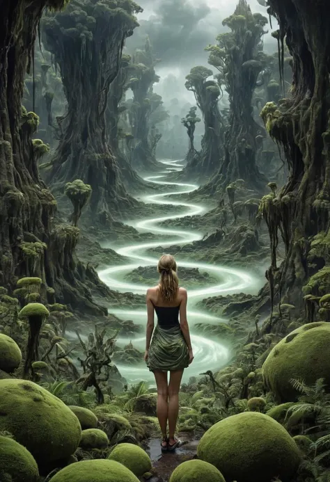 A young woman stands in front of a breathtaking landscape, her eyes filled with wonder at the cacophonous vaporizing glum preposterous mottled ghostly fluid wooded cyclonic onyx active galactic subtropical putrid mossy ground exosphere scorch sustainable tranquil waves pneumatic subtropical forward-looking dreamlike technological atmospheric layers rocky terrain biomorphic disembodied, , (&:0)