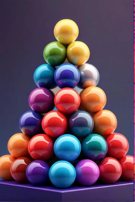 the pyramid of color multicolored balls by vgb wallpapers, in the style of miniature sculptures, 8k resolution, simeon solomon, ultrafine detail, polished craftsmanship, simplified colors, redshift