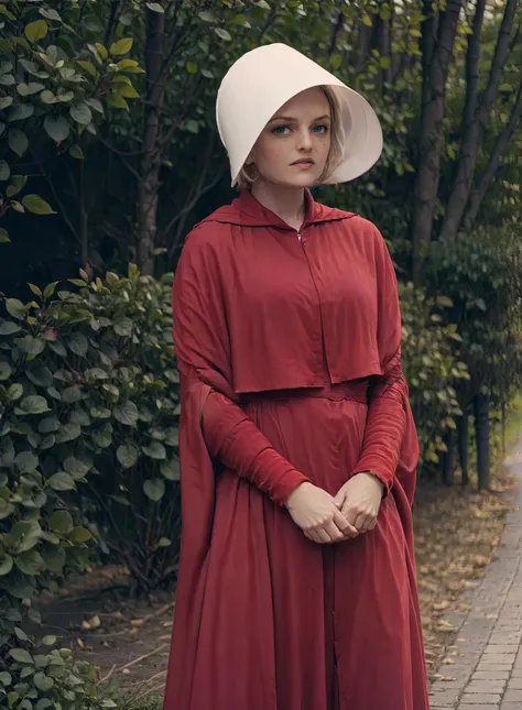 The most beautiful pregnant woman in the world, in an old house at sunrise, a servant dressed in a red dress and white hat, dust visible through the light rays, magnificent photo. handmaid style, Colorful, Realistic, High quality, Highly detailed, Sharp focus, 8K UHD, Art photography, trending on artstation <lora:handmaidtale-000006:1> <lora:add-detail-xl:0.5>