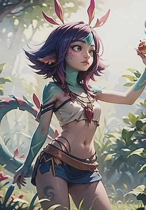 Ray tracing,{Best quality}, {{Masterpiece}}, {A high resolution}, Original, Extremely detailed 8k wallpaper, {An extremely delicate and beautiful}, realistic hand, one girl, good body proportions, full body, blush, Extremely detailed face, Extremely detailed body, Extremely detailed hands, Extremely detailed eyes, beatiful eyes, Extremely detailed background, high quality background, fae fawn Lillia , League of legends, (((fawn body))), deer centaur, ancient Dreaming Tree background