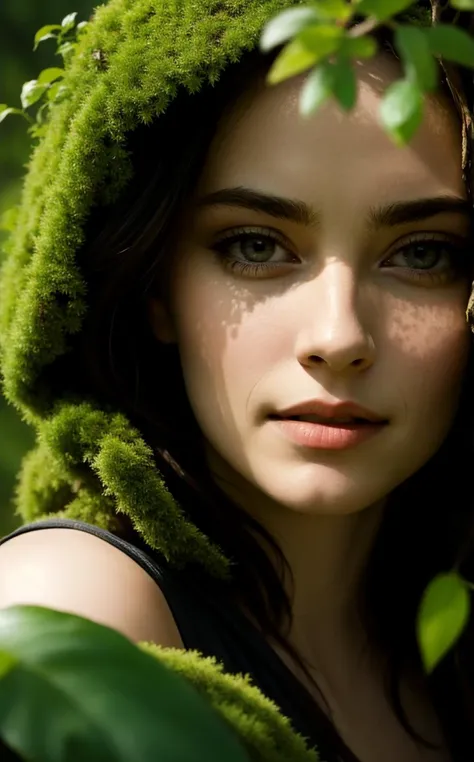 A hidden valley where the World Trees roots delve into mystical springs (close-up telephoto charming cute sexy portrait, style of [Hasselblad|Ilya Kuvshinov|Annie Leibovitz|Mario Testino]:1.5), [[[dynamic pose]]], solo-focus,