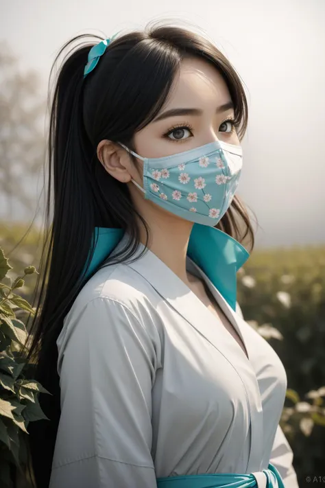 1girl, (by Bong Joon Ho:0.8) , mundane Pencil painting, highly detailed, 3/4 view of a Greedy Folded light-weight traditional Korean ([Nari:Ekaterina:4]:1.3) , she is cosplaying as Kami, she is feeling very lustful as a Surgeon, wearing Nature, she has Side swept hair, the Surgeon has a Mystifying traditional Mediterranean Peach and Gray Barrette, Brilliant Face Mask, Sudanese flower field with Ivy, Foggy conditions, shallow depth of field, Fine art, Fearful, Atompunk, Starlight, Depth of field 100mm, Monochromatic dark black filter, Dota style, Plain white background, Turquoise detailed eyes, detailed skin, 8K, trending on artstation, amateurish, DOTA, emotive