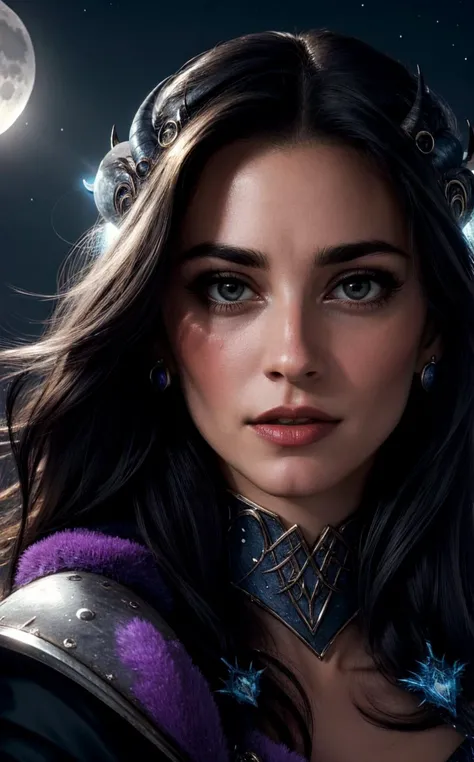 (Moonlit Enchantress:1.4), (Medium Covered breasts:0.81), Moonlight, glimmering cape, ancient runes, mystical aura (close-up telephoto charming cute sexy portrait, style of [Hasselblad|Ilya Kuvshinov|Annie Leibovitz|Mario Testino]:1.5), [[[dynamic pose]]], solo-focus,