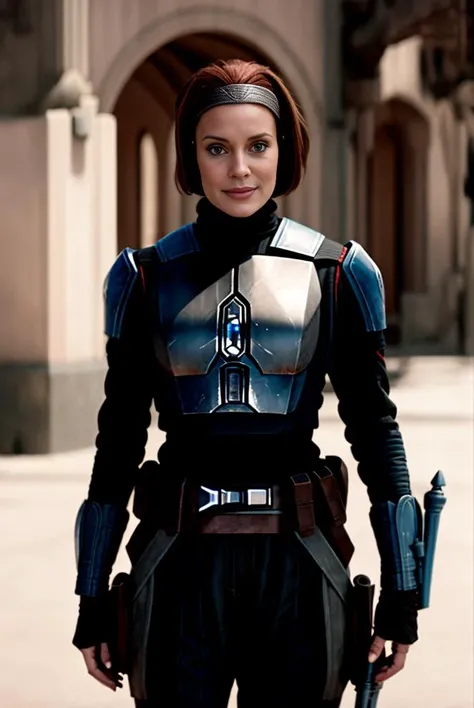 1 woman, bokatan, armor, <lora:ARWbokatan:1>, dynamic pose, people of mandalorian, low light, Photorealistic, Hyperrealistic, Hyperdetailed, analog style, hip cocked, demure, low cut, detailed skin, matte skin, soft lighting, subsurface scattering, realistic, heavy shadow, masterpiece, best quality, ultra realistic, 8k, golden ratio, Intricate, High Detail, film photography, soft focus, blurry background <lora:epi_noiseoffset2:0.6>