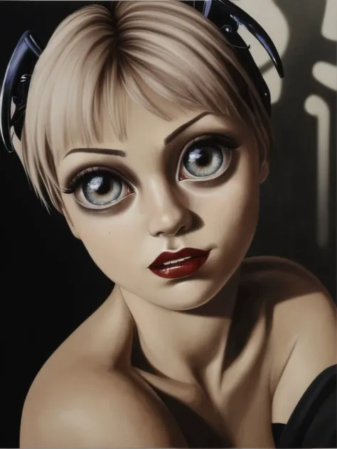 <lyco:sas christiansen big eyes_v1.0:1> sas christiansen big eyes, woman, scarry face, glowing red eyes, horns