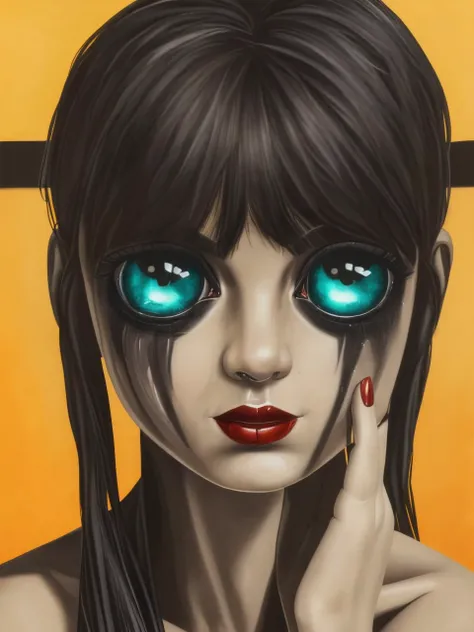 <lyco:sas christiansen big eyes_v1.0:1> sas christiansen big eyes, woman, scarry face, (glowing red eyes:1.3), horns