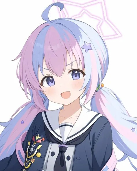 reisa \(blue archive\),1girl, >_<, solo, star_hair_ornament, halo, ahoge, star_\(symbol\), low_twintails, xd, jacket, open_mouth, white_background, simple_background, upper_body, shirt
<lora:reisa_(blue_archive)_image894_2023-11-28:1>halo. gorgeous,key visual, vibrant, studio anime,award-winning, professional, highly detailed,high budget, cinemascope