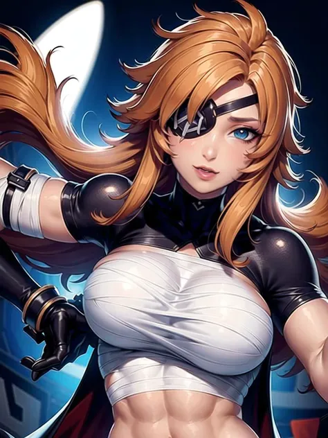 1girl, solo,(best quality),(masterpiece:1.1), upper body, looking_at_viewer, dynamic angle, eyepatch, bandaged, clear facial skin,