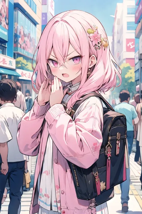 <lora:gekioko_v250:1>
(cleavage:-1.5),
insanely detailed, absurdres, ultra-highres, ultra-detailed, best quality,
1girl, solo, nice hands, perfect hands,
BREAK,
(wearing harajuku-style coordinate),
angry, open mouth, cowboy shot,
BREAK,
slender, kawaii, perfect symmetrical face, ultra cute girl, ultra cute face, ultra detailed eyes, ultra detailed hair, ultra cute, ultra beautiful,
by Canon EOS, SIGMA Art Lens 35mm F1.4, ISO 200 Shutter Speed 2000,
in harajuku, shibuya, tokyo, street, crowd, cityscape,
medium breasts,
BREAK,
(pink medium hair, pink eyes), hair between eyes