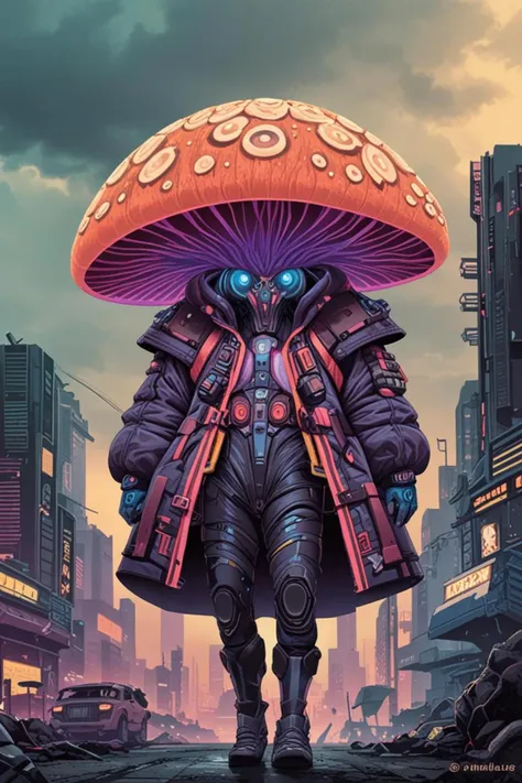 a fungal god and maximalist fashion dress in a apocalyptic sky in the style of blade runner 2049 colors, ominious, <lora:sdxl_lightning_8step_lora.safetensors:0.6>, <lora:add-detail-xl.safetensors:1>