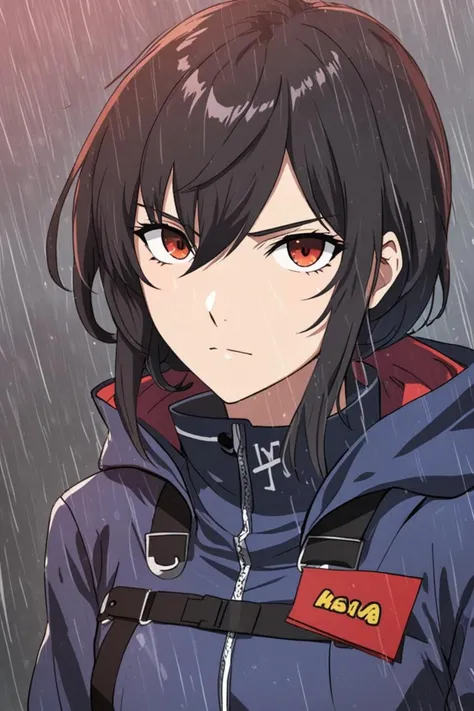 a comic book hero and her whole head in the frame in a in a rainy environment in the style of persona 5 style, consectetur adipiscing elit, <lora:sdxl_lightning_8step_lora.safetensors:0.6>