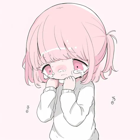 1girl,<lora:endearing_girl_v1_512_preview:0.6>,crying,pink background,