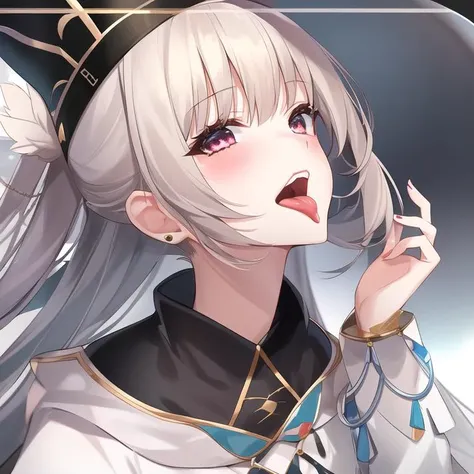 1girl, kiss, pout,  open mouth/kiss, tongue out, lips<lora:delicious-side:1>