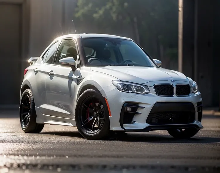 stylistic, ((a car with oversized big tires)), reflective, hyper detailed, ultra sharp, film, ultra realistic, ((best quality)), ((masterpiece)), ((realistic)), ((no_humans)), silicone, metal, (highly detailed, fine details, intricate), (lens flare:0.5), (bloom:0.5), dust, raytracing, specular lighting, (((depth of field, cinematic film still))),