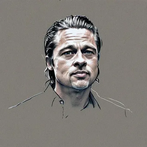 Brad Pitt, (miniature:1.1), caricature, minimalism, drawing white, crowded wash line BG
<lora:Pastel:0.7>