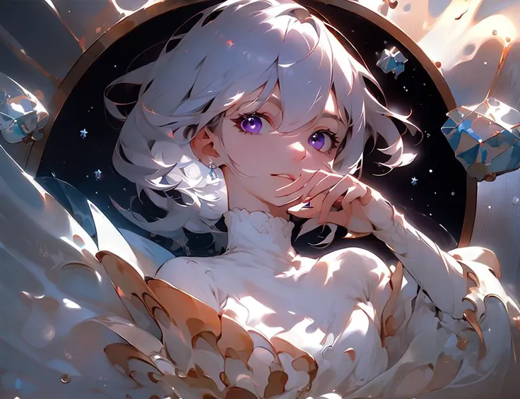 (8k, best quality, masterpiece:1.2),
masterpiece, best quality,
The girl is singing, solo, jewelry,
eyes, hair between eyes, short hair, purple eyes, looking at viewer,
detailed ice, beautiful detailed water,
(cold full moon), snowflake, (floating cloud:1.2) ,
<lora:paimon:1>