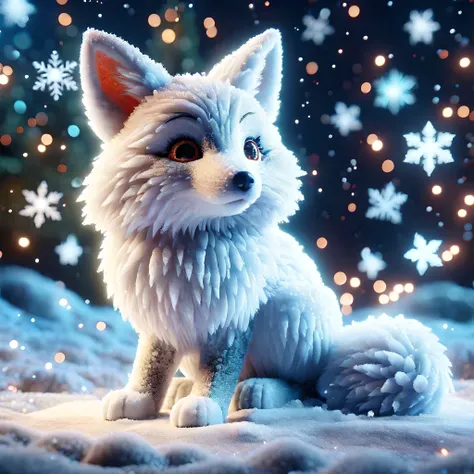 cartoon style a cute snowfox,realistic,christmas backround,bokeh,glowing effect,particle effects,cinematic shot,highly detailed,SnowStyle,<lora:add-detail-xl:1>,<lora:SDXLFestiveSnow:0.8>,