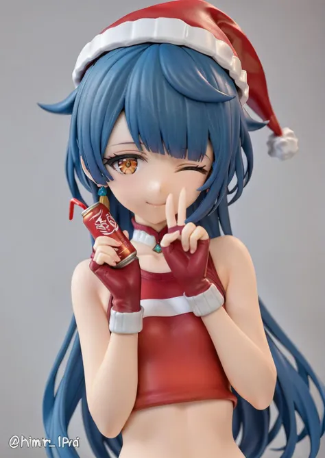 1girl,genderswap \(mtf\),xingqiu \(genshin impact\),blue hair,long hair,earrings,;), blush, closed mouth, hands up, looking at viewer, one eye closed, smile, solo, v,bag, boots, buruma, fingerless gloves, gloves, gym uniform, hat, red buruma, santa costume, santa hat, shirt,can, crazy straw, drinking straw, energy drink, gem, monster energy, simple background, speech bubble, strong zero, twitter username, upper body,
masterpiece,best quality,absurdres,<lora:OC-a31-xingqiu-girl:0.85>,