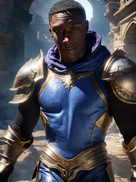 8k UHD, Photo by Nikon camera, masterpiece, (<lora:khaby_lame:1> Khaby Lame), watching viewer, 8k unreal engine render, fantasy, armor, knight, fantasy city with a magical crystal, action shot, detailed eyes, very vivid lighting, detailed, (vibrant, photo realistic, realistic, dramatic, sharp focus),  <lora:more_details:0.8>, <lora:improve_backgrounds:0.75>