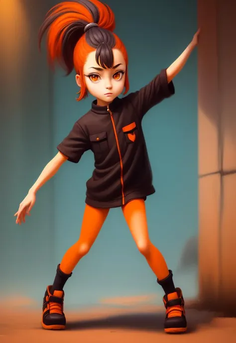 masterpiece, highest quality, ((cartoon)), Wilikitv1 <lora:Wilikitv1:0.8>, bright eyes, detailed face, detailed eyes, (oil painting medium),  young female, hazel fur, petite body, clothed, orange and black hair, full body,  solo, character focus, dynamic pose <lora:add_detail:0.7>