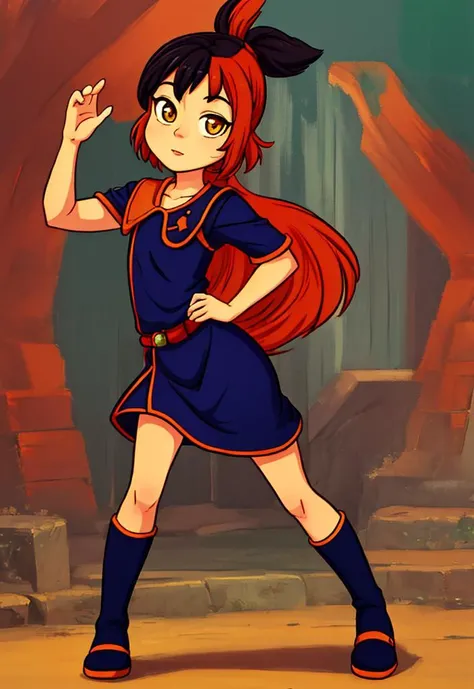 masterpiece, highest quality, ((cartoon)), Wilikitv1 <lora:Wilikitv1:0.8>, bright eyes, detailed face, detailed eyes, (oil painting medium), young female, hazel fur, petite body, clothed, orange and black hair, full body, solo, character focus, dynamic pose <lora:add_detail:0.7>