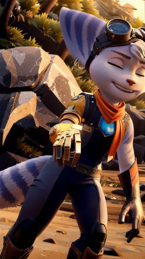 (masterpiece:1.21),(best quality:1.21),absurdres,solo,smiling,looking at viewer,cowboy shot,beach,ocean,waves,cinematic composition,dynamic pose,<lora:Rivet_vpred:0.8>,Rivet,forest,depth of field,