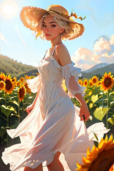 Merger_eliza_elfbaby,
(walking through a field of sunflowers wearing a (summer dress:1.3) and sun hat, field, sunflowers, summer, scenic:1.2),
bokeh, f1.4, 40mm, photorealistic, raw, 8k, textured skin, skin pores, intricate details <lora:epi_noiseoffset2:1>, epiCRealism <lora:ClothingAdjuster3:-1>