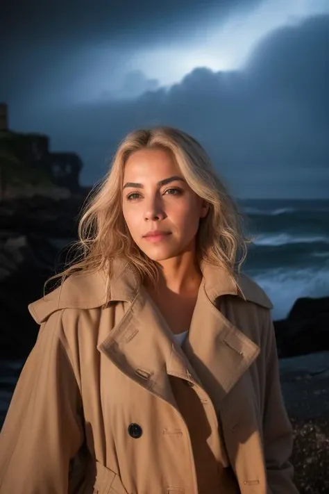 Merger_eliza_elfbaby,
(portrait of a lighthouse keeper (walking on the rocks:1.2) on a dark (stormy night:1.2) wearing a yellow raincoat in the wind, (waves crashing:1.2) into the rocks, (storm:1.2), (wind swept:1.2), (gale:1.1), (tsunami:1.1), lighthouse, (night time:1.2), (wet rocks, rocks, rocky:1.2), (splashing waves:1.2), waves, (ocean spray:1.2), (lighthouse:1.1):1.2),
bokeh, f1.4, 40mm, photorealistic, raw, 8k, textured skin, skin pores, intricate details <lora:epi_noiseoffset2:1>, epiCRealism <lora:ClothingAdjuster3:-1>
