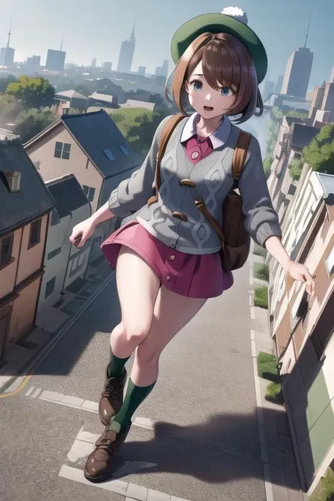 masterpiece, best quality, highres, gloria1, 1girl, gloria \(pokemon\), brown hair, solo, backpack, brown eyes, tam o' shanter, grey cardigan, pink dress, short hair, green socks, socks, brown bag, bob cut, bangs, long sleeves, collared dress, <lora:gloria_(pokemon)_v1:0.6>,
masterpiece, best quality, <lora:GTS:0.85>, tiny park, tiny trees, tiny people running in fear, huge giantess chasing shrunken people,
destruction:1.3, rampage:1.3, debris, rubble, footprints
GTS, 1girl, solo, huge giantess walking through a tiny park, huge giantess looming over a tiny park, blue sky, standing:1.5, looking down, outdoors, (gts:1.2), aerial view, from above, landscape, (in distance:1.2), standing, highres, detailed eyes, perfect eyes, beautiful eyes, perfect face, distant view, full body
BREAK (16k, highres, high quality, masterpiece, ultra detailed, perfect lighting:1.1), 1girl,