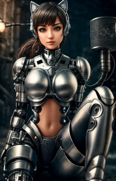 a cute smoky kitten made out of metal, (cyborg:1.2), ([tail | detailed wire]:1.3), (intricate details), hdr, (intricate details, hyperdetailed:1.2), cinematic shot, vignette, centered, <lora:to8contrast-1-5:0.65>, by Stray game