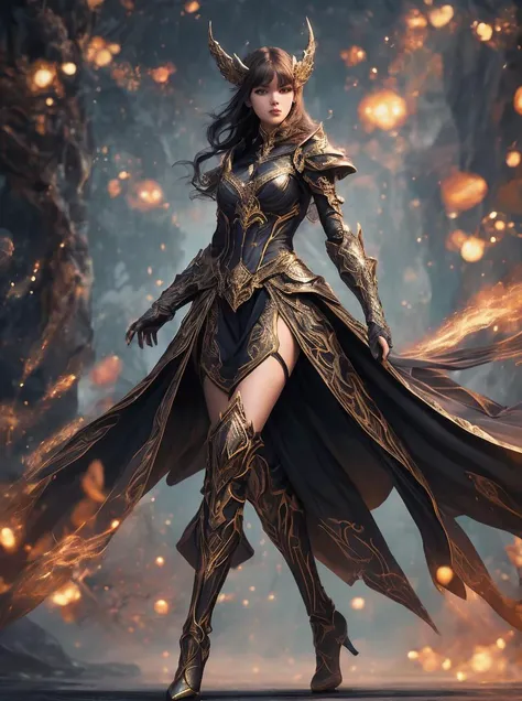 mysterious [girl|woman] in arcane [outfit|armor], long legs, wide stance, [action pose], blurry background, bokeh, [elevate the quality to a professional level paying special attention to key features and details, craft images with sophisticated design and refined composition, exquisite attention to detail especially in obscure regions, strive for aesthetics and artistry, create stunning and highly detailed image, capture scenes with the highest possible resolution showcasing intricate details, aim for perfect depictions conveying exceptional depth and clarity, utilize soft lighting and shadows to highlight characteristic features, ensure crisp sharpness, apply deep and intense colors]