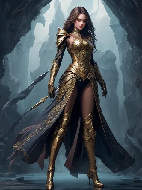 mysterious [girl|woman] in arcane [outfit|armor], long legs, wide stance, action pose, [elevate the quality to a professional level paying special attention to key features and details, craft images with sophisticated design and refined composition, exquisite attention to detail especially in obscure regions, strive for aesthetics and artistry, create stunning and highly detailed image, capture scenes with the highest possible resolution showcasing intricate details, aim for perfect depictions conveying exceptional depth and clarity, utilize soft lighting and shadows to highlight characteristic features, ensure crisp sharpness, apply deep and intense colors]