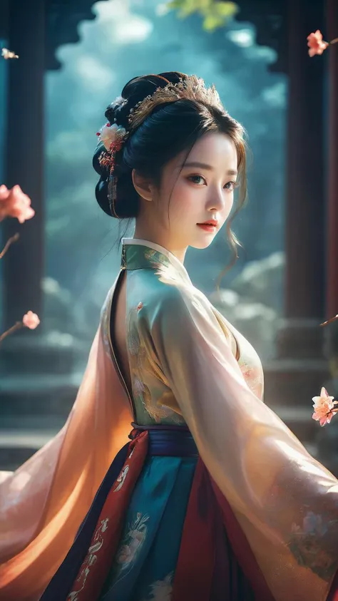 masterpiece, best quality, super wide angle, best fingers, facing viewer, full frontal, magnificent, celestial, ethereal, painterly, epic, majestic, magical, fantasy art, cover art, dreamy, elegant, cinematic, background illuminated, rich deep colors, ambient dramatic atmosphere, creative, perfect, beautiful composition, intricate, detailed
1girl, hanfu,