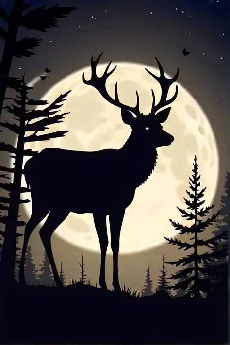 deer in the woods with a full moon in the background, moonlit forest environment, dark forest theme, deer in sherwood forest, night forest background, night in the forest, quiet forest night scene, forest theme, night forest, moonlit forest, in a forest at night, an image of a moonlit forest, night in a dark forest, in the forest at night
