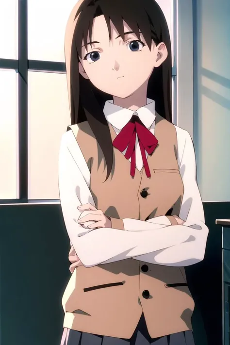 best quality, masterpiece, solo, 1girl,  <lora:serial_experiments_lain-10:1>,school uniform,