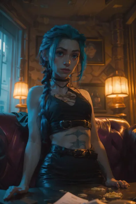 sexy, (detailed eyes), (detailed face), beautiful lady, (pov sitting across table:1.1), looking at viewer, sexy verdant dress, skin tight red, dress, blush, (naughty) (naughty smile:0.9), (smiling:0.9)
(mystical tattoo:0.9), (neck tattoo), ((narrow waist)), skinny, thin, (fit body:1.1), (perfect proportions:0.8), (perfect anatomy:0.8), red lipstick, (blue eyes:0.8),
(cowboy shot:1.1),
(shiny skin),
BREAK,
20 yo woman <lora:Arcane_jinx-v4:1> j1nx101, 1girl, small boobs, small breasts, flat chested, (blue crop top:0.8), blue hair,
BREAK,
good hands, detailed hands, anatomical hands,
(beautiful composition:1.1), masterpiece, fantasy, sexy, petite, soft glow, polished, clean image, <lora:epi_noiseoffset2:1> gorgeous, stunning, triadic colors, high contrast, Vivid color, dark,
<lora:CONCEPT_pov_dating_ownwaifu:1> (concept_pov_dating_ownwaifu:1.1), www.ownwaifu.com, 1girl, solo, looking at viewer, breasts, sitting at table <lora:more_details:0.2>, perfect teeth, overlooking beautiful tropical island beach view, (volumetric lighting), (dynamic lighiting), godrays, Rembrandt lighting, real shadows, intricate detail, photorealistic, photograph, photo, dlsr, Fuji Film, extremely high detail, detailed skin texture, (blush:0.2), (goosebumps:0.3), subsurface scattering