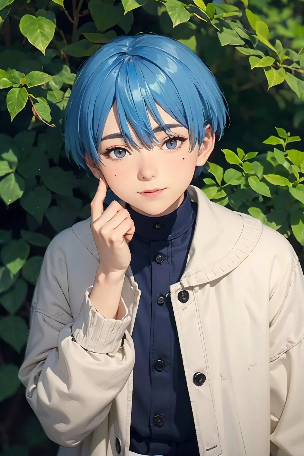 (best quality:1.4), (exquisite masterpiece:1.4), (professional photography:1.4), lifelike, lifelike, petite\(figure\), handsome, (1boy:1.5), (Himmel:1.4), solo, 1boy, white coat, blue hair, sharp blue eyes, mole under left eye,
exquisite detail complexion, flossy skin complexion, extreme detail facial features, extreme detail irises, symmetrical eyes, reflexive eyes retinas,
exquisite body parts detailing, soft shadow, blended saturation, extreme clarify,
extremely detailed body, extremely intricate details, extremely detailed environment, maximalism in detail, dust particles, sub surface scattering, Tyndall effect, volumetric light,
blended saturation, noise reduction, visual compositional balancing, multi-layers and textures variation,
extremely exquisite detailed, hyper detailed, extremely high resolution, extremely high res, high resolution, highres, dramatic cinematic light, (outdoor surrounding:1.2), extremely explicit detail, extremely sharp focus,
HDR, DSLR, high dynamic color range, RAW Photo, 50mm lens, F/1.2, Shutter speed 1/200, ISO 50, detailed eyebrows, detailed eyelashes, blushed, professional makeup, feminine hand, beautiful finger polished nails,
style by inoue takehiko <lora:frieren_EP01-04_lohad8_attn-mlp:0.5> <lora:himmel:0.5>